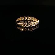 22K Gold Cuban Chain Ring with CZ