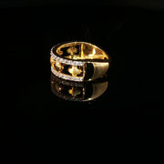 22K Yellow Gold Band Ring with Round Cut CZ