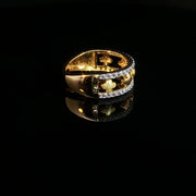 22K Yellow Gold Band Ring with Round Cut CZ