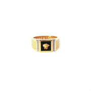 Yellow Gold Medusa head Ring with Round Cut American Diamonds