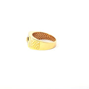 Yellow Gold Medusa head Ring with Round Cut American Diamonds