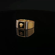 Yellow Gold Medusa head Ring with Round Cut American Diamonds