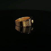 Yellow Gold Medusa head Ring with Round Cut American Diamonds
