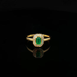 22K Gold, Emerald & CZ Milgrain Sparkle