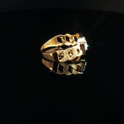 22K Gold, Emerald-Cut CZ, Cuban-Style Band