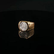 Yellow Gold Multistone Ring with Round Cut American Diamonds